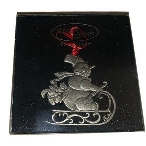 NIB White Swan pewter Christmas ornament